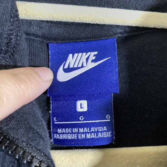 Nike Mens Sweater Jacket Size Large Black Hoodie Full Zip Cotton Flawed D5 - Picture 7 of 9